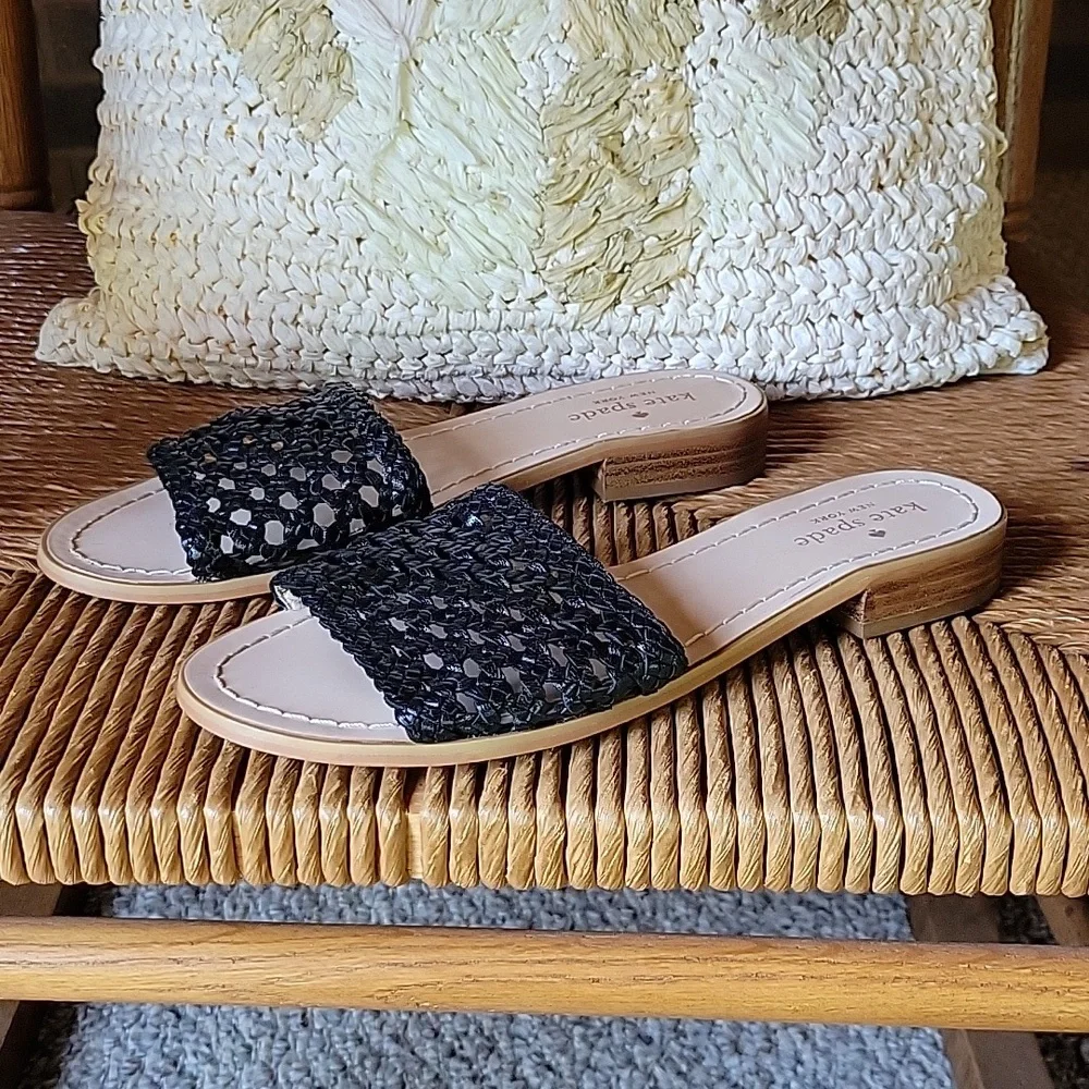 Kate Spade Berlin black woven sandals, size 7.5M